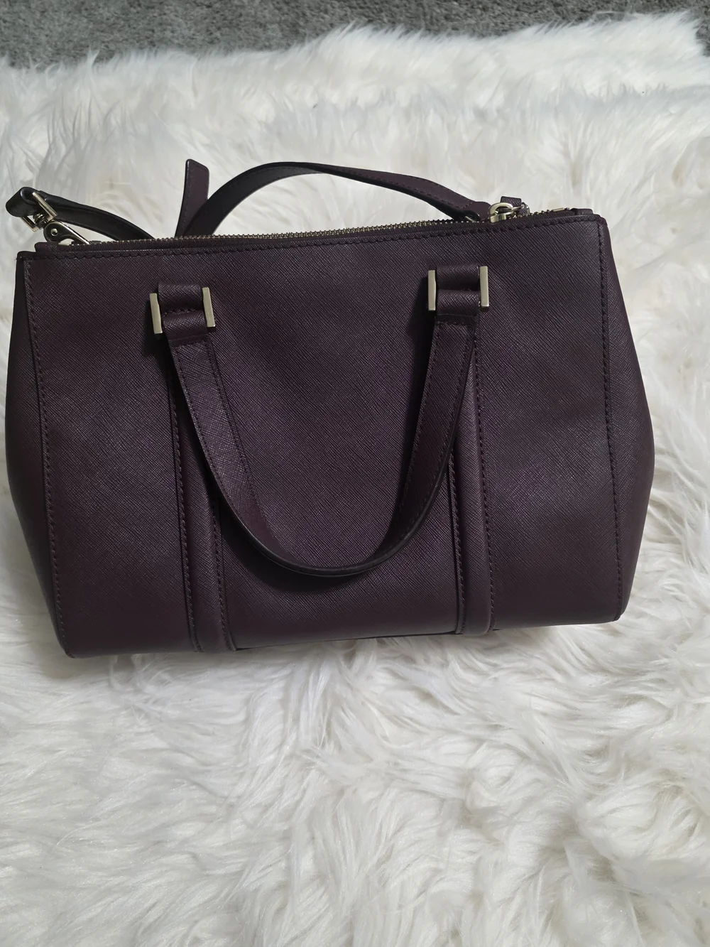 kate spade Plum Saffiano Satchel with Detachable Strap
